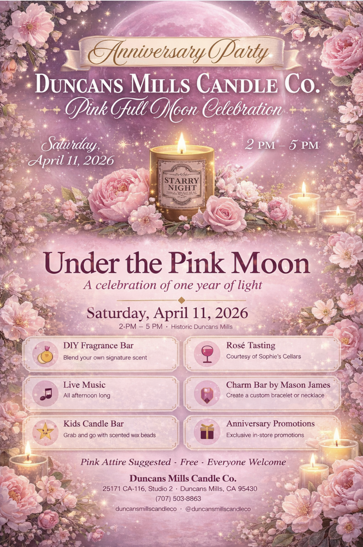 Under the Pink Moon – Duncans Mills Candle Co Anniversary Party
